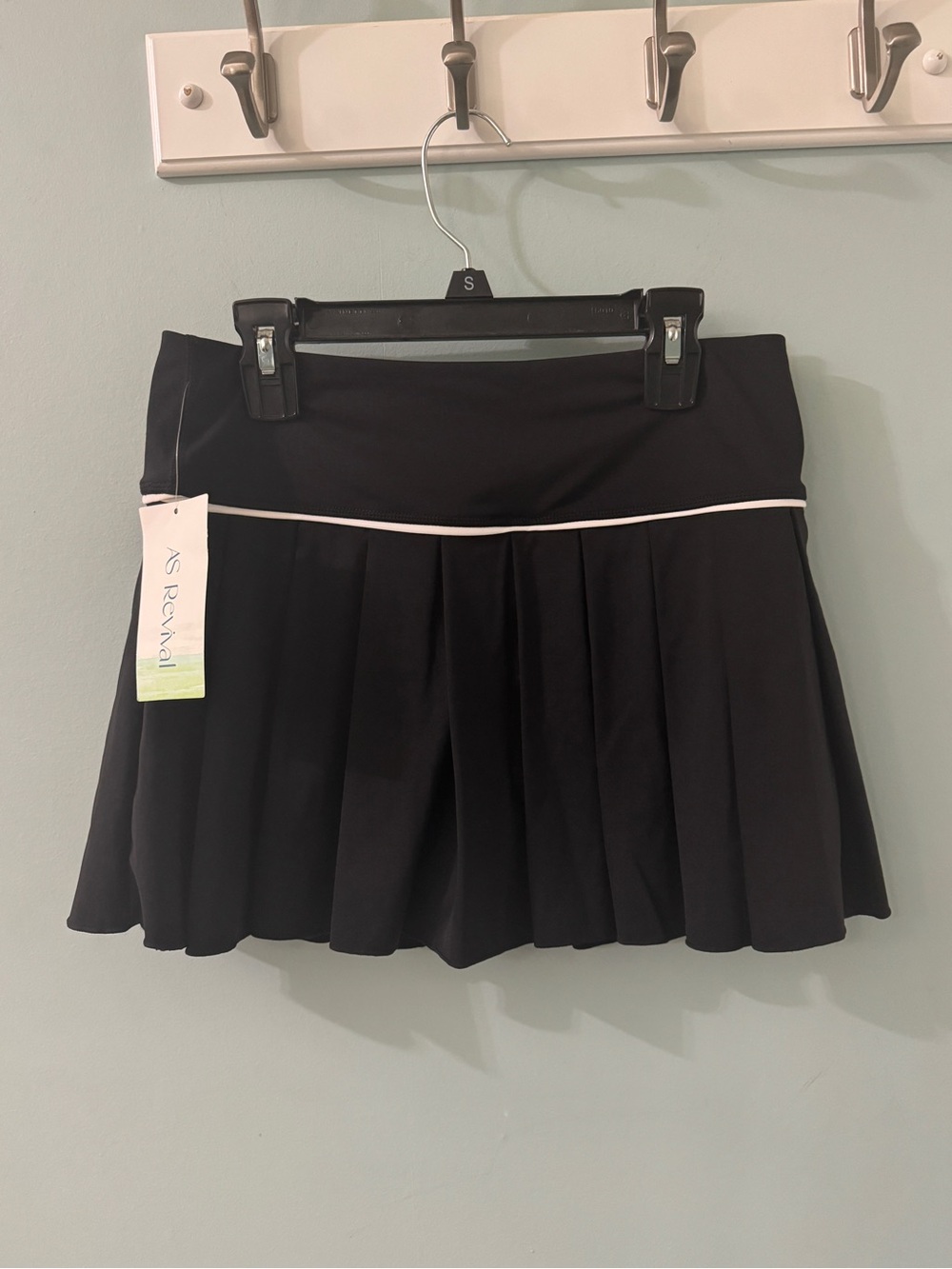 AS Reserved Black Pleated Mini Skirt with White Piping